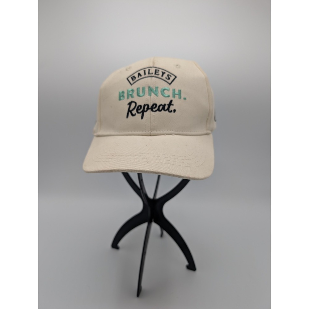 Baileys Brunch Repeat Adjustable Baseball Cap Hat Beige Cream Embroidered Logo